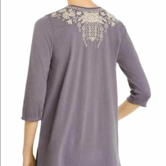 JOHNNY WAS Daniella Embroidered V Neck Tunic Top in Beige - Picture 2 of 9